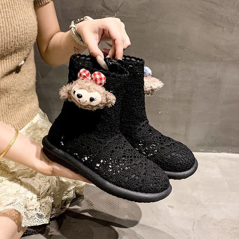 French Hollow Long and Short Boots Women Go Out Fashionable Retro Mesh Boots Women Cool Boots New
