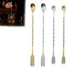 Home Bar Cocktail Shaker Accessory Spoon, Stainless Steel Mixing Stirrer, Long Handle Drink Spoon Kitchen Fruit Tea Stirrer with Spiral Twisted Design