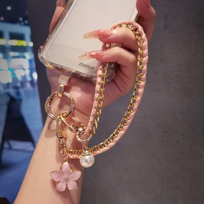 Blumen Anhänger Handytasche Riemen Perle Anti-Verlust Handy Kette Handgehalten Metallkette Handy Lanyard Damen/Dame/Mädchen