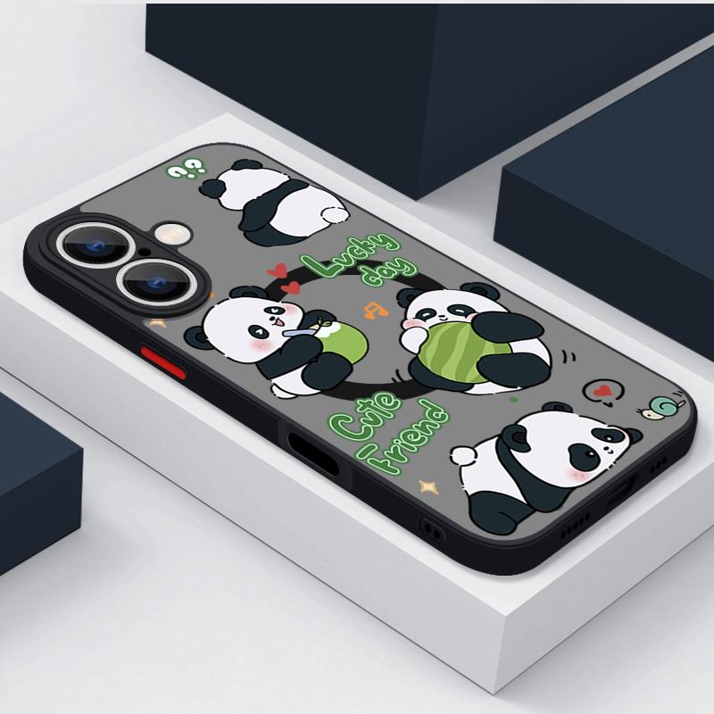 Magnetic For Magsafe Cartoon Panda Case For iPhone 16 Pro Max Funda iPhone 15 Pro Max 11 12 13 14 16e 17 Air Matte Back Cover