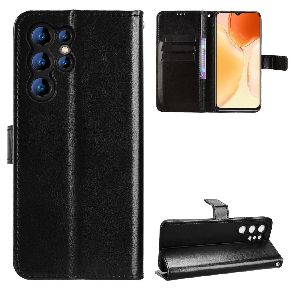 For Oukitel C61 Pro/Oukitel C61 PU Leather Case with Strap Crazy Horse Texture Phone Wallet Cover