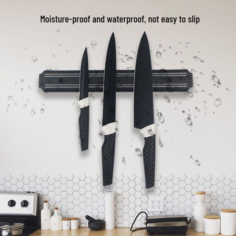 Wall-Mounted Magnetic Knife Holder and Kitchen Storage Rack