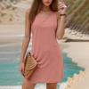 Women's Fashion Casual Solid Color Round Neck Sleeveless Dress