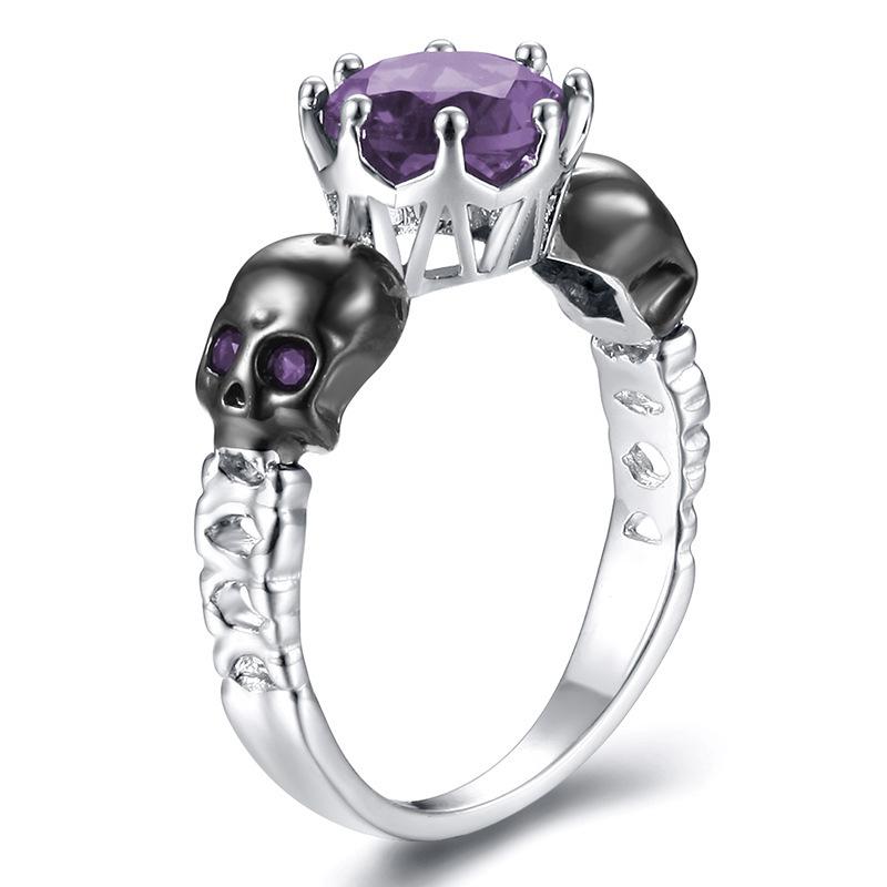 Punk Style Punk Skull Head Ring, Fashion Hip Hop 5 Color Ring, Hand Jewelry