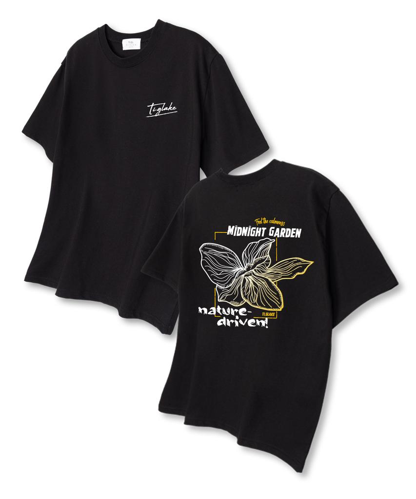 TI.GLAKE Midnight Garden Oversized Short Sleeve T-Shirt Black