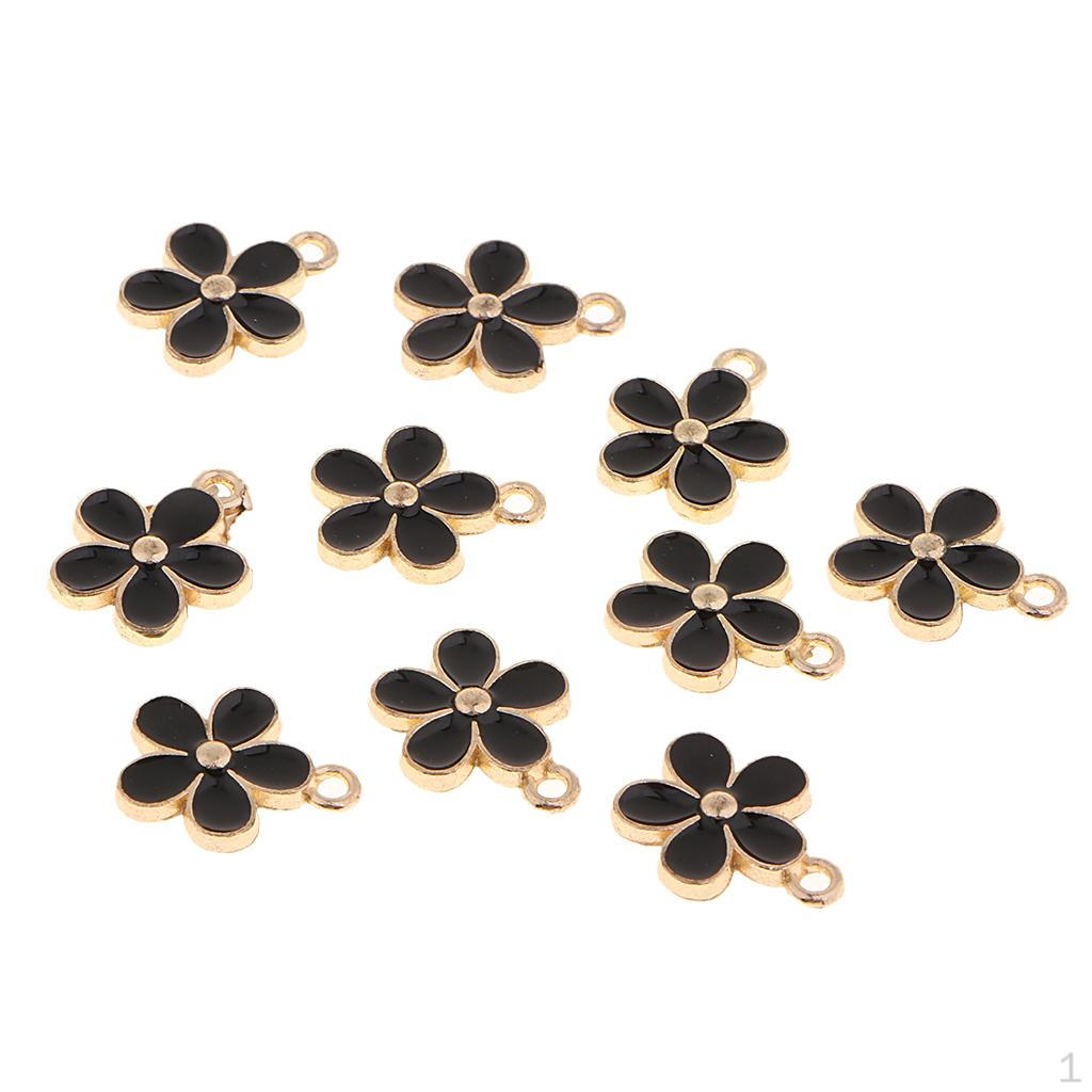 10 Colorful Flower Charm Pendants for Jewelry Making crafts Small Bulk Charms Necklace Bracelet