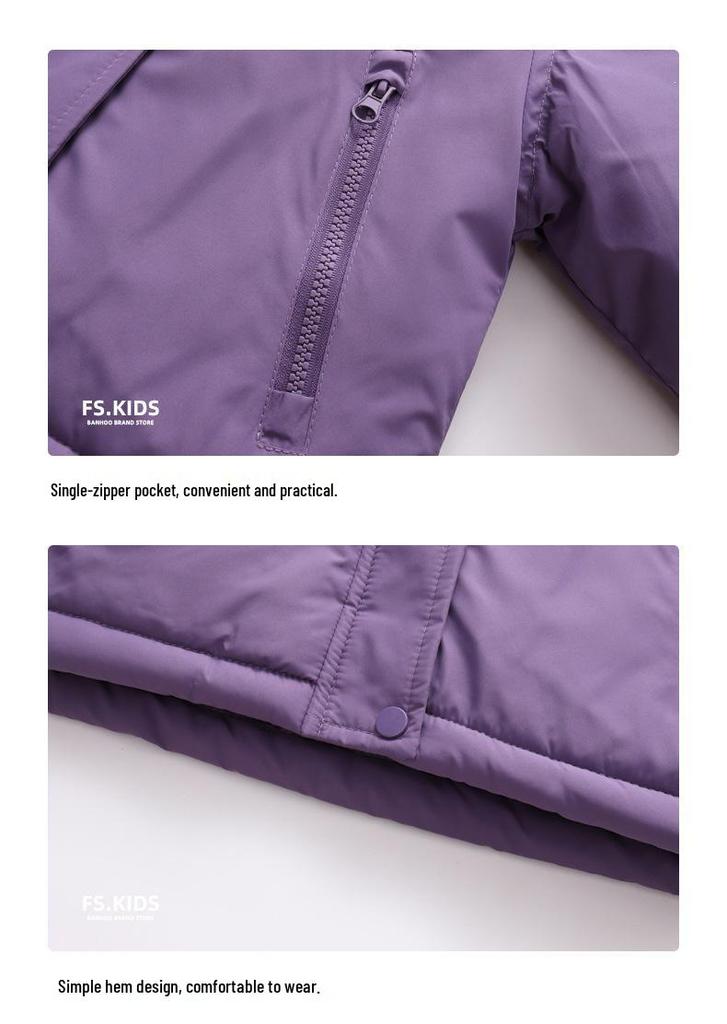 New Style Down Cotton Jacket for Boys and Girls - Thick Fleece-Lined, Hooded Coat for Children