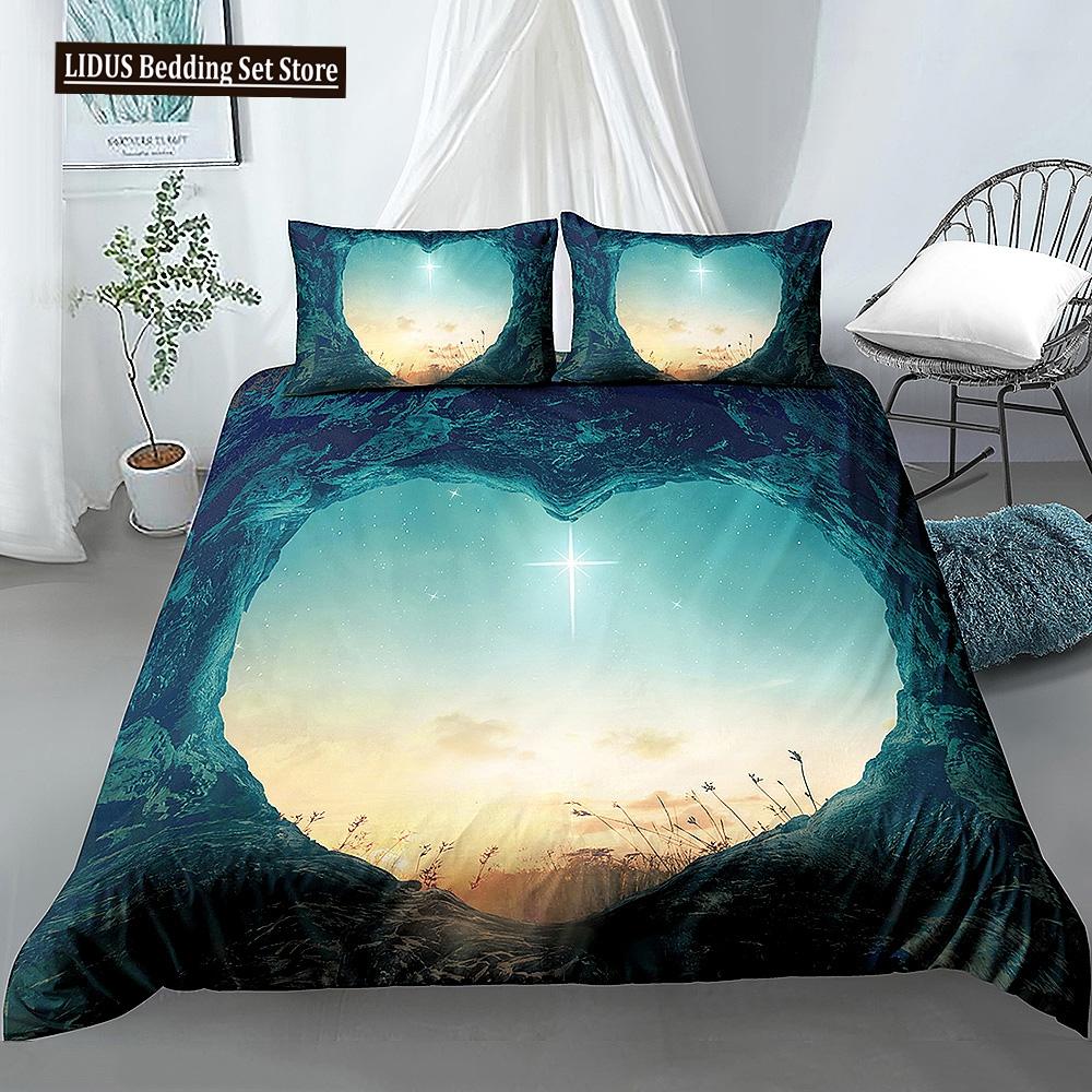 Beautiful Scenic Duvet Cover Set 3D Print Landscape Bedding Set Polyester Comforter Cover With Pillowcases For Kids Men Women