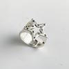 925 Silver Rings for Women Couple Minimalist Handmade Simple Retro Big Star Ring Fine Jewelry Gift Prevent Allergy