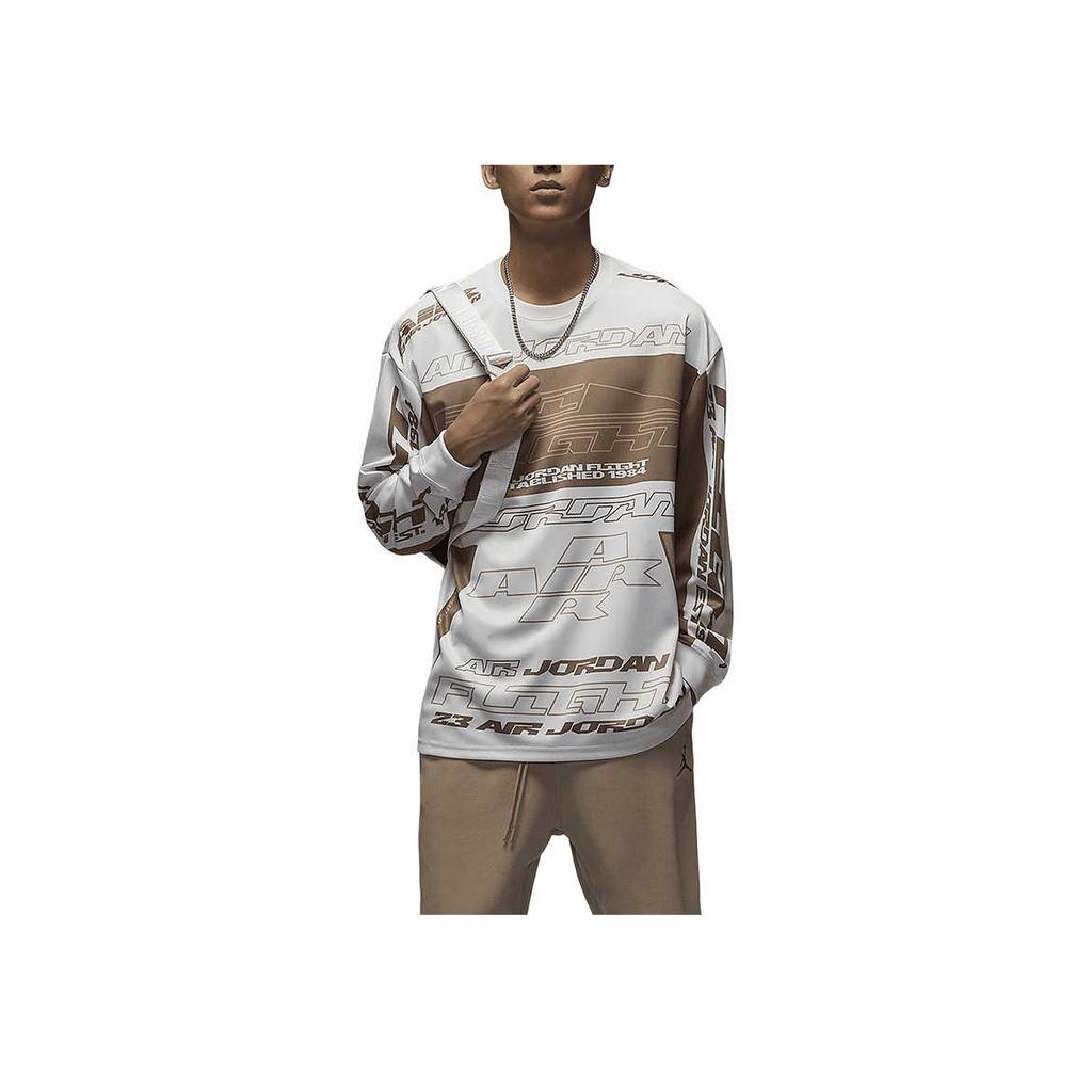 Jordan MVP Printed Casual Sports Crew Neck Pullover Long Sleeve T-Shirt Men Tops Sail Dark-Brown FV7240-133