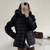Splicing Knitted Long-sleeved Hooded Cotton Clothes Women's Autumn and Winter Versatile Casual Padded Cotton Warm Short Cotton-padded Jacket