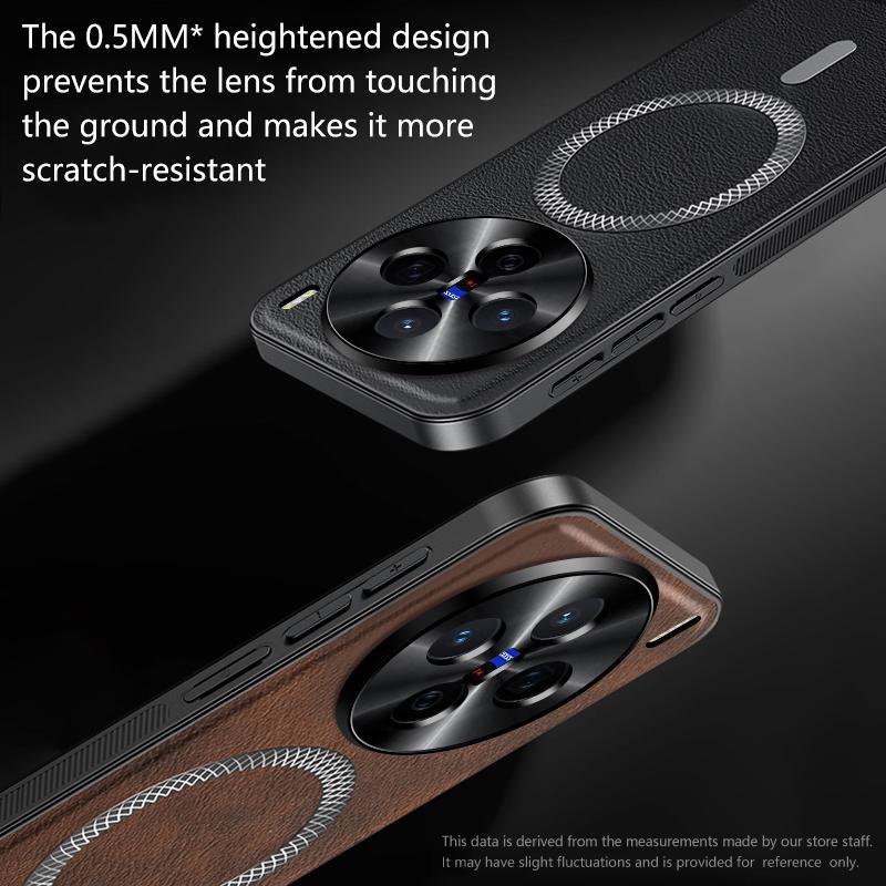 For Vivo X200 Case Magnetic Elegant Leather Wear-Resistant Lens Fully Covered Non-Slip Grip Edge Cover Shell