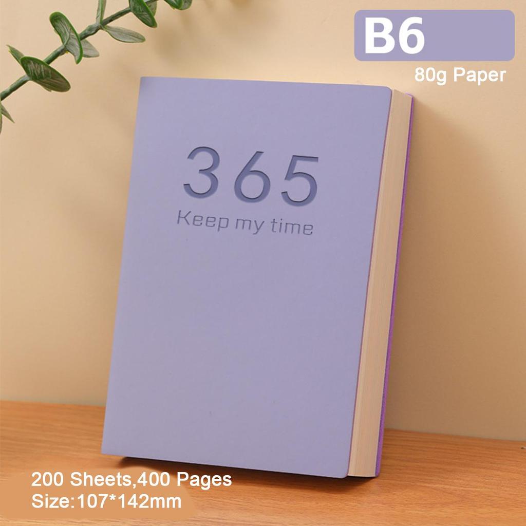 B6 Leather Notebook, 2025 Business Schedule, Student Daily Planner, Self-discipline Punch Card Recorder, Notepad, Memo