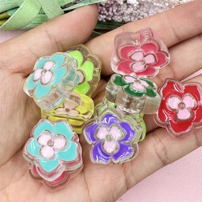 Acryl Blume Bicolor 10 Stücke Lose Perlen DIY Schmuck Zubehör Kreative Armband Material Herstellung Handarbeit 23.1*24,5mm Ohrringe