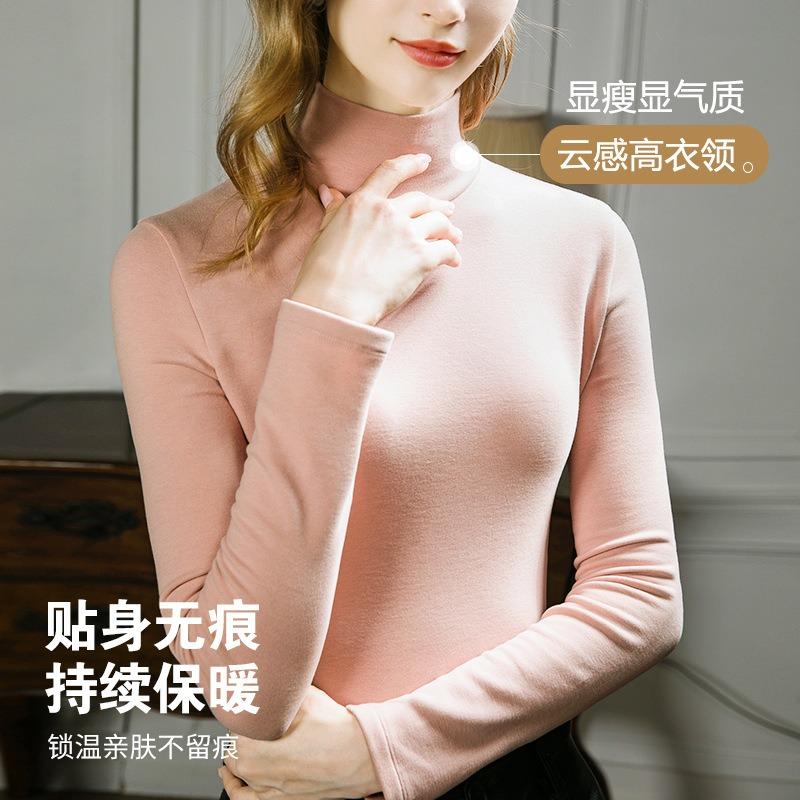 Silk German Velvet Turtleneck Lyocell Bottoming Shirt Cashmere Autumn Clothes Underwear Velvet Heating and Warmth Thickened Top