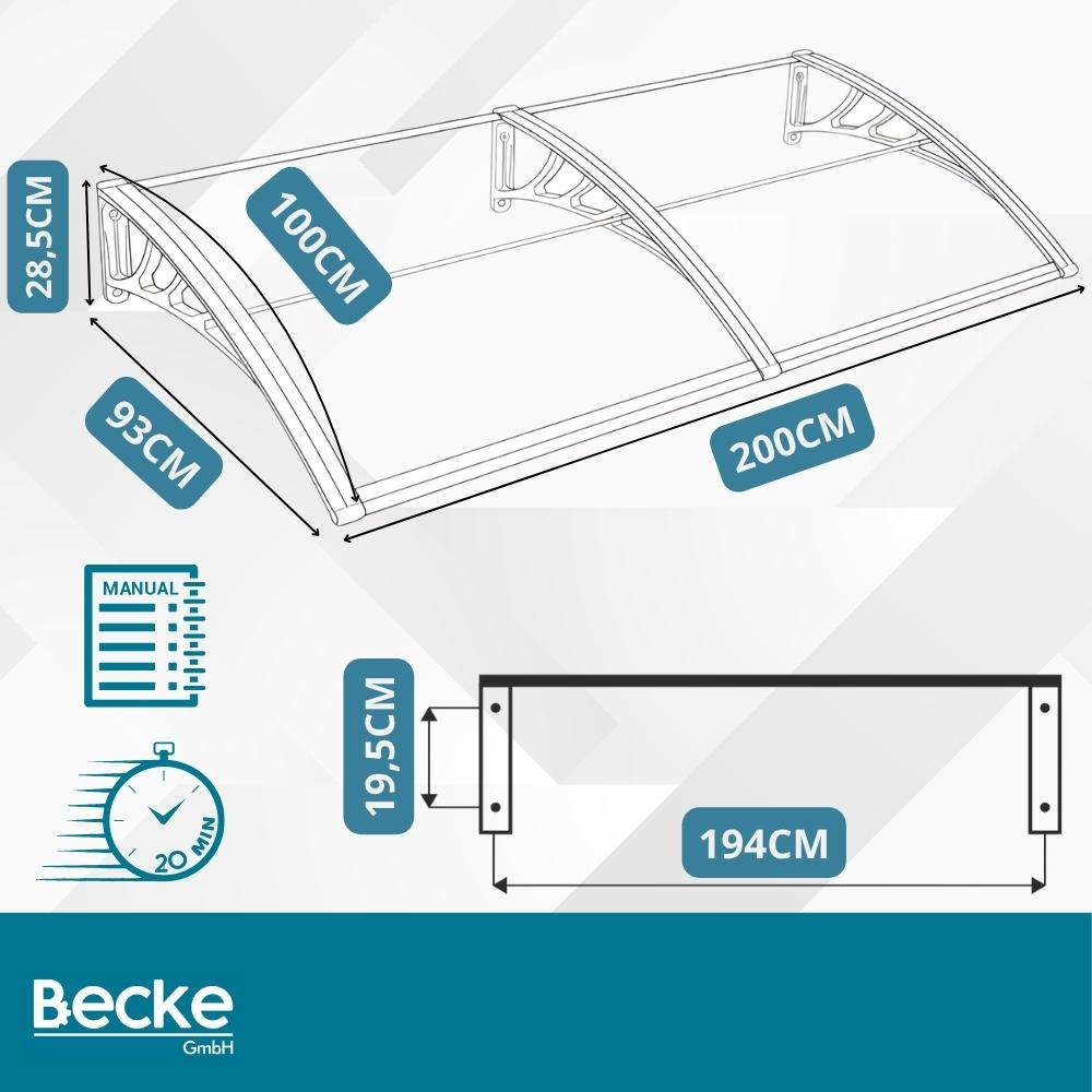 Canopy Over Entrance Door Window Balcony Roof Polycarbonate 150X80 Brown