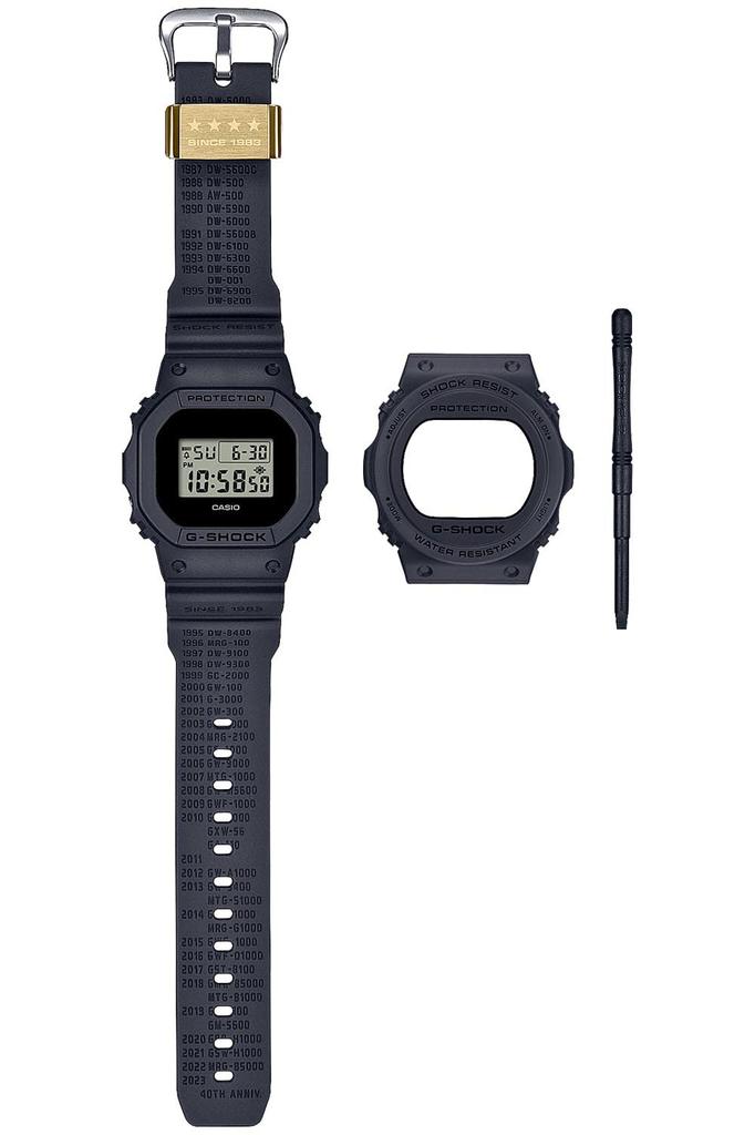 Relógio Masculino Casio G-SHOCK 40º Aniversário REMASTER BLACK SERIES DWE-5657RE-1JR com Peças de Reposição e Conjunto Caixa (Produto Oficial Japonês)