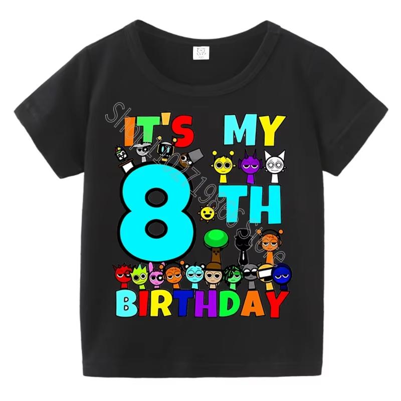 Kids Birthday Cute Cartoon Characters Graphic TShirt Soft Cotton Crew Neck Tee Casual Party Wear for Boys Girlstk0032