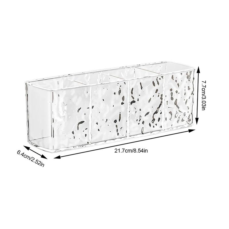 4 Grid Water Ripple Cosmetic Organizer Makeup Brush Lipstick Eyebrow Pencil Holder Desktop Storage Display Stand