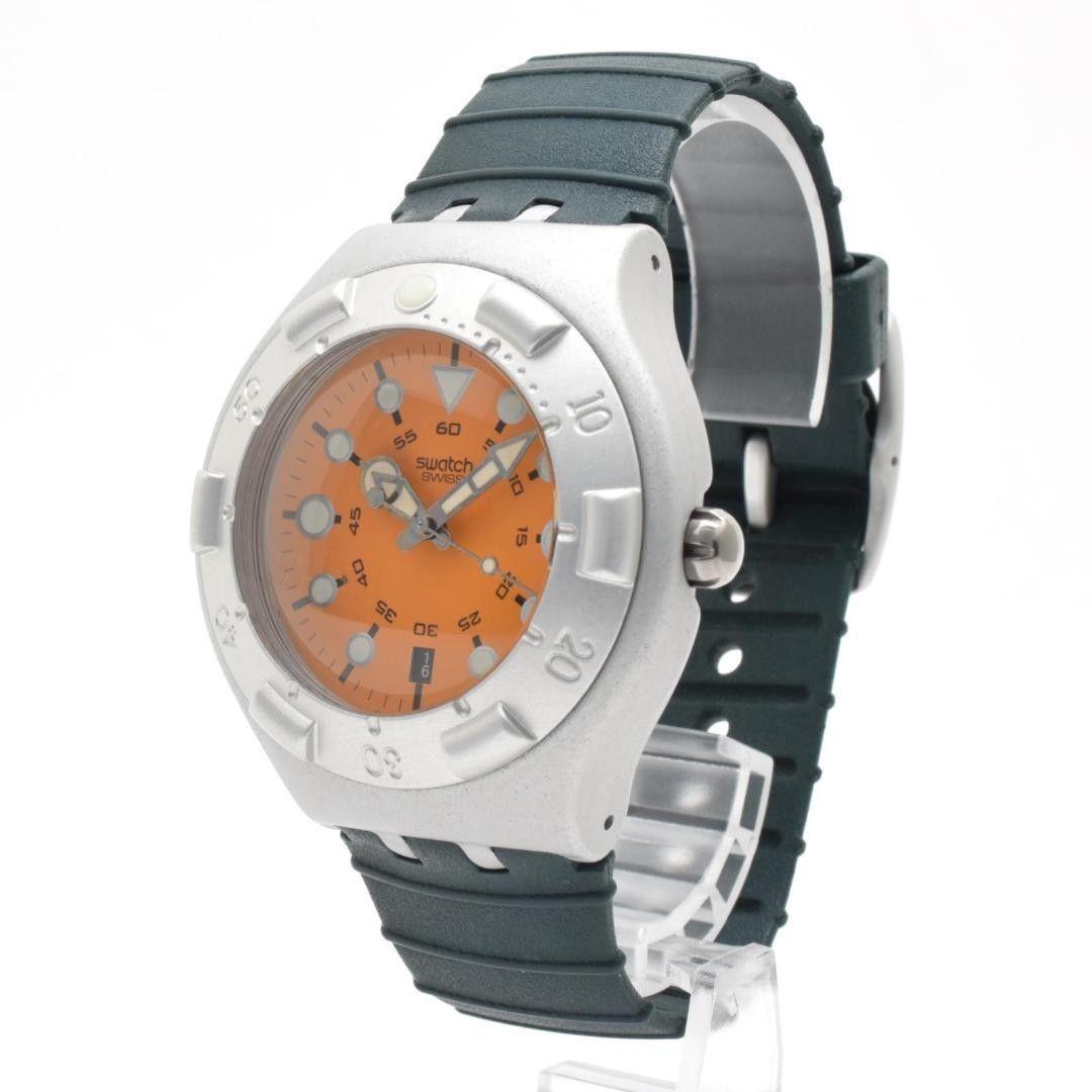 Used Good Condition Working Item Swatch Men s Watch Diver Orange Dial