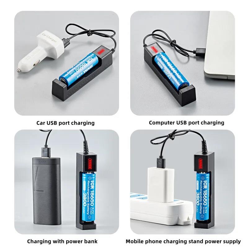 Universal USB Smart Single Slot Charger 18650 Lithium 1 Slot Charger Flashlight Toy 26650 14500 3.7V-4.2V Lighting Power Bank