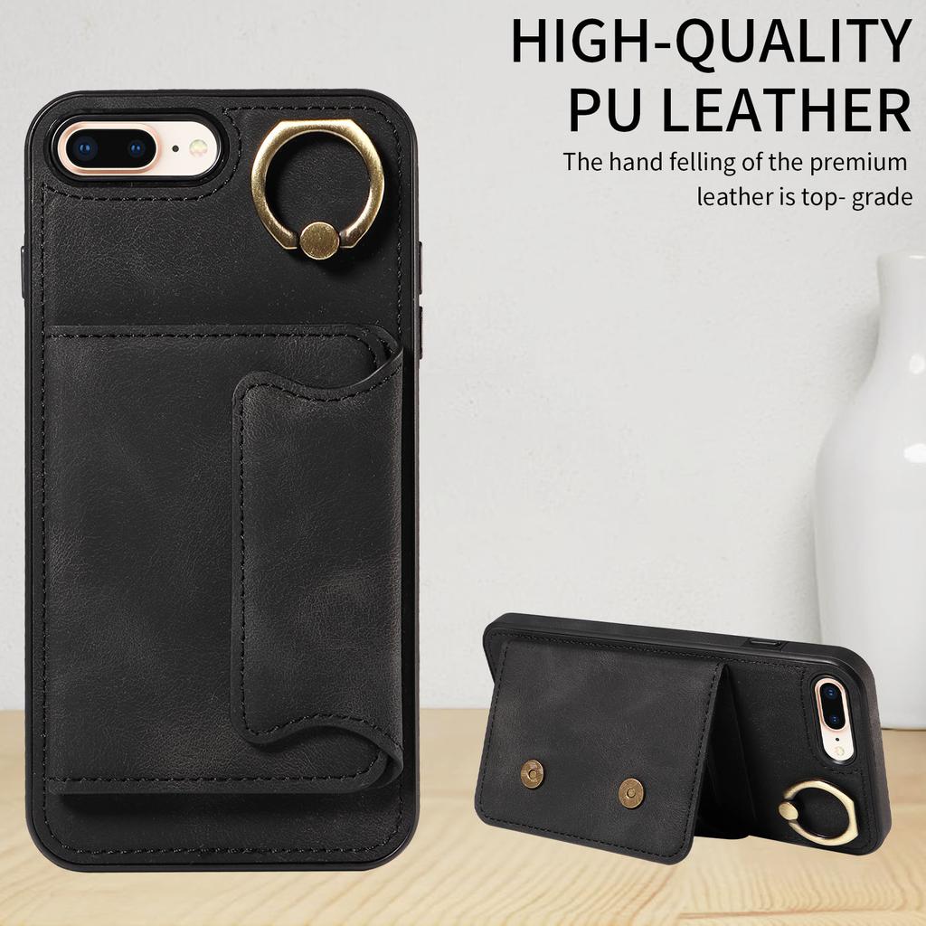 Ring Bracket Card Holder Slots Cover Phone Case for iPhone 7,iPhone 8,iPhone 7 Plus,iPhone 8 Plus,iPhone SE 2020,iPhone SE 2022