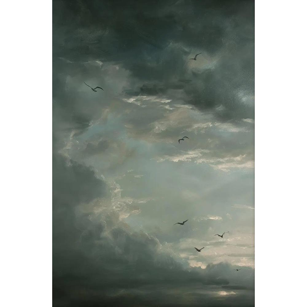 Vintage Cloud Landscape Art Posters Moody Sky Forest Plants Modern Prints Canvas Painting Wall Pictures Home Living Room Decor