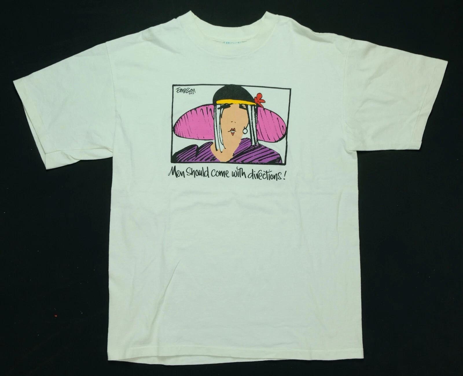 Rare VTG PEACOCK Men Should Come With Directions 1993 T Shirt 90s Emerson Art L L