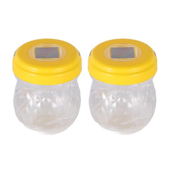 2/4Pcs Outdoor Hanging Wasp Trap Solar Powered Hornet Bee Catcher with UV LED Light Reusable Outside Garden Patio Yellow Jacket Trap Bottle
