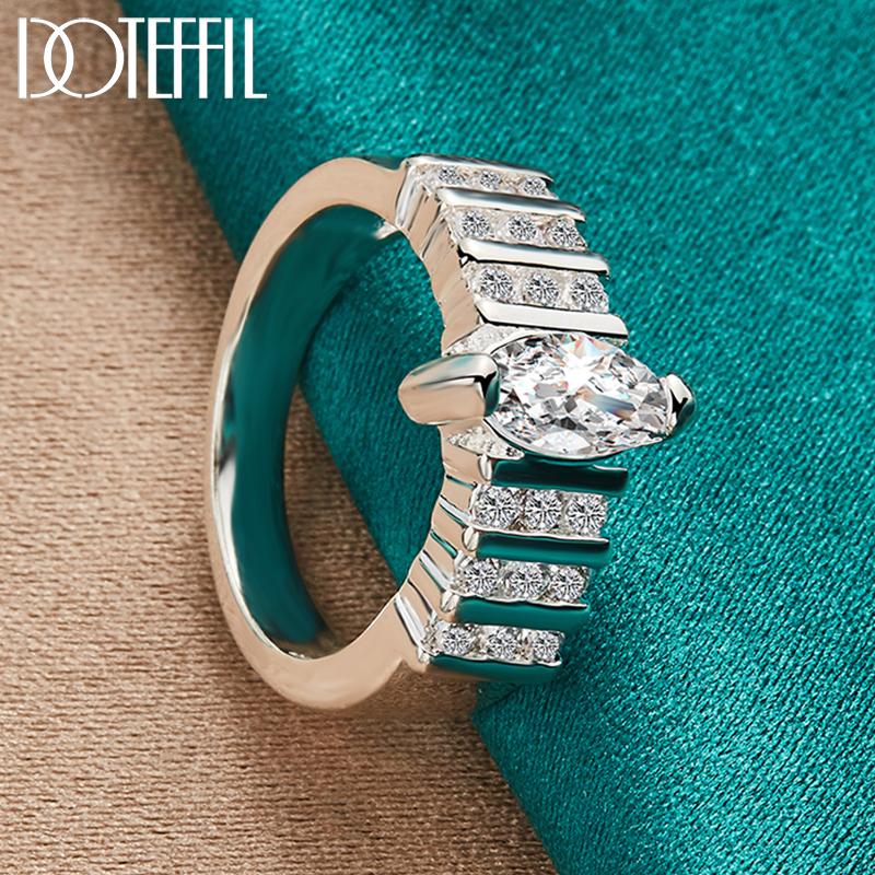 925 Sterling Silver Classic AAA Zircon Ring Fashion Wedding Jewelry