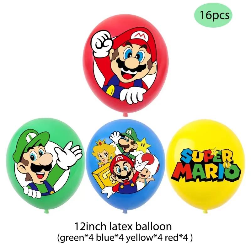 Super Mario Birthday Party SuppliesSet-Theme Inclusive Balloons Cake Topper BannerTableware Paper Plates & Napkins for Christmas