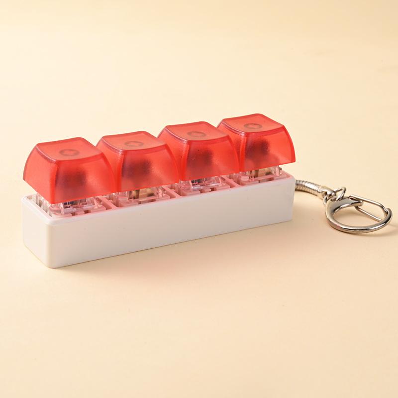 4 Keys Button Keycap Stress Relief Adult Fidget Toy Keychain 4 Keys Keyboard Fidget Gadgets Toys Diy Keyboard Keychain Toys