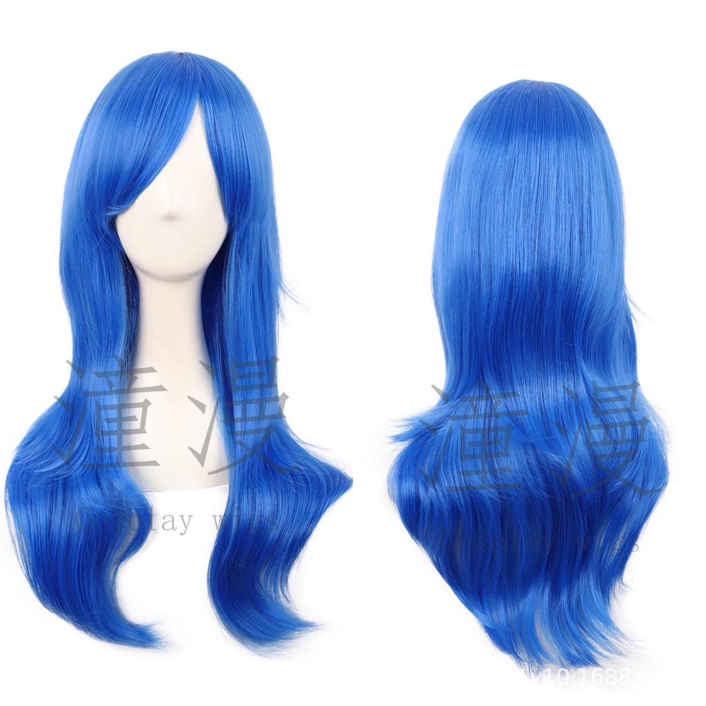 Μακριά Κυματιστή Περουκα Cosplay για Γυναίκες - 70cm, Χρυσό/Ροζ/Μπλε, Ρεαλιστική Πλήρης Περουκα με Στέκα