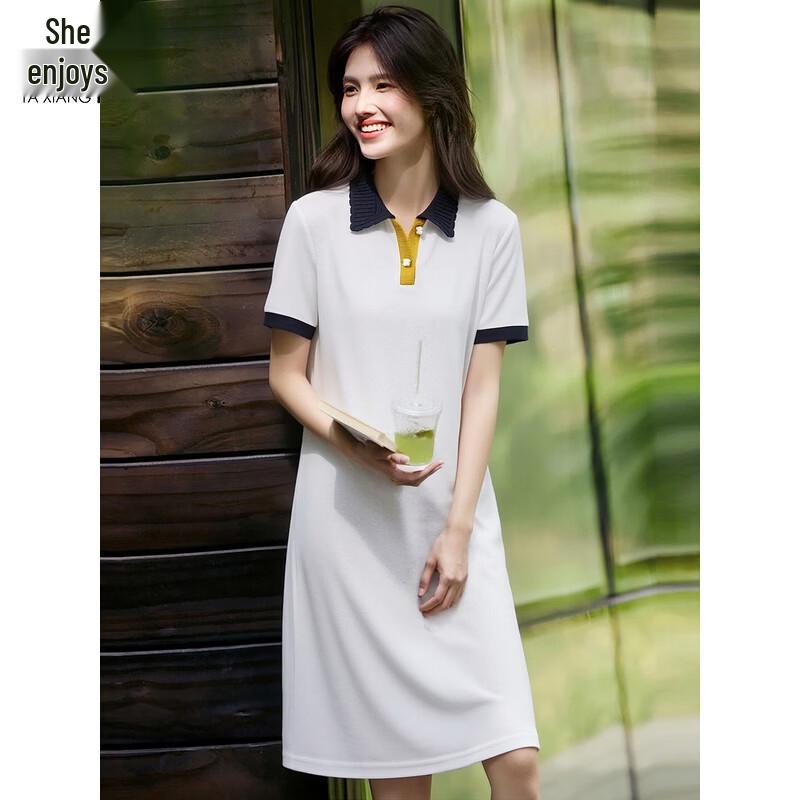 Women's Polo Neck Color Block Midi Dress