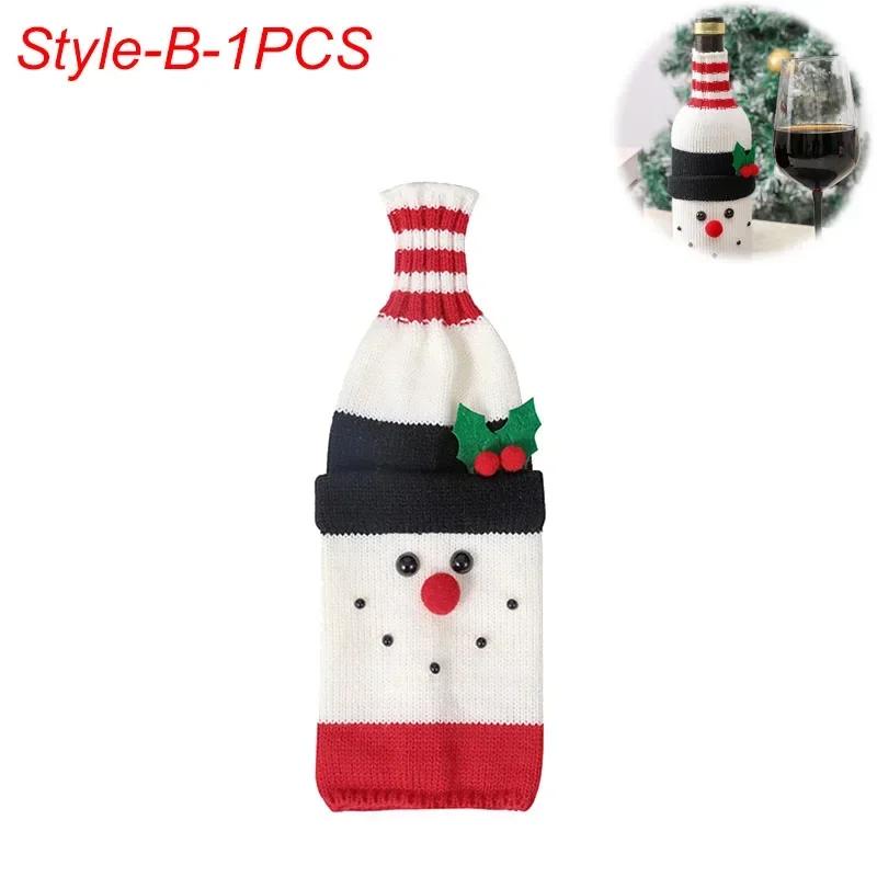1/3PCS Christmas Wine Bottle Cover Set Santa Snowman Woven Wine Bottle Bags For Christmas Party Dinner Table Decorations Gifts
