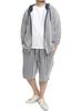 One Colors Men's Zip-Up Seersucker Stretch Summer Jacket, Short/Long Sleeve Hoodie, Size 5L, Striped (Long Sleeve)