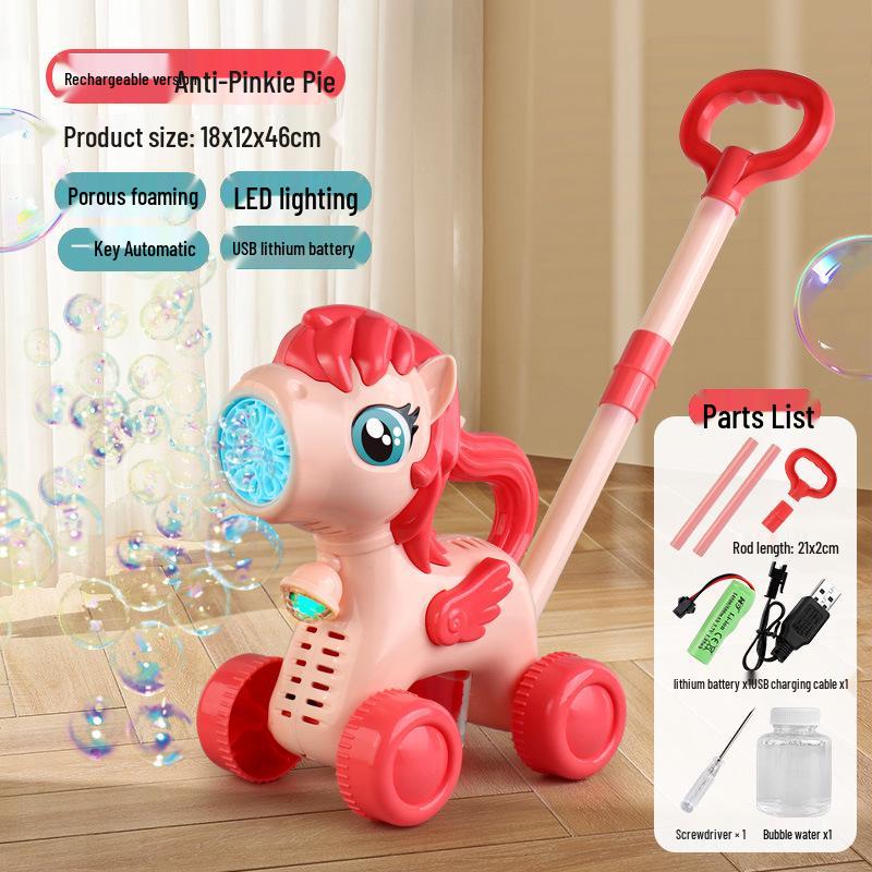 2025 Handheld Automatic Bubble Machine Toy for Kids – Outdoor Push Cart Bubble Blower