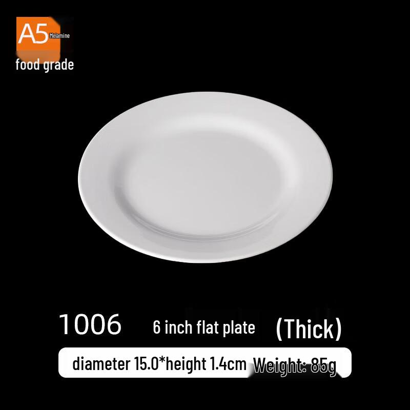 Belaen A5 Melamine White Flat Dinner Plates