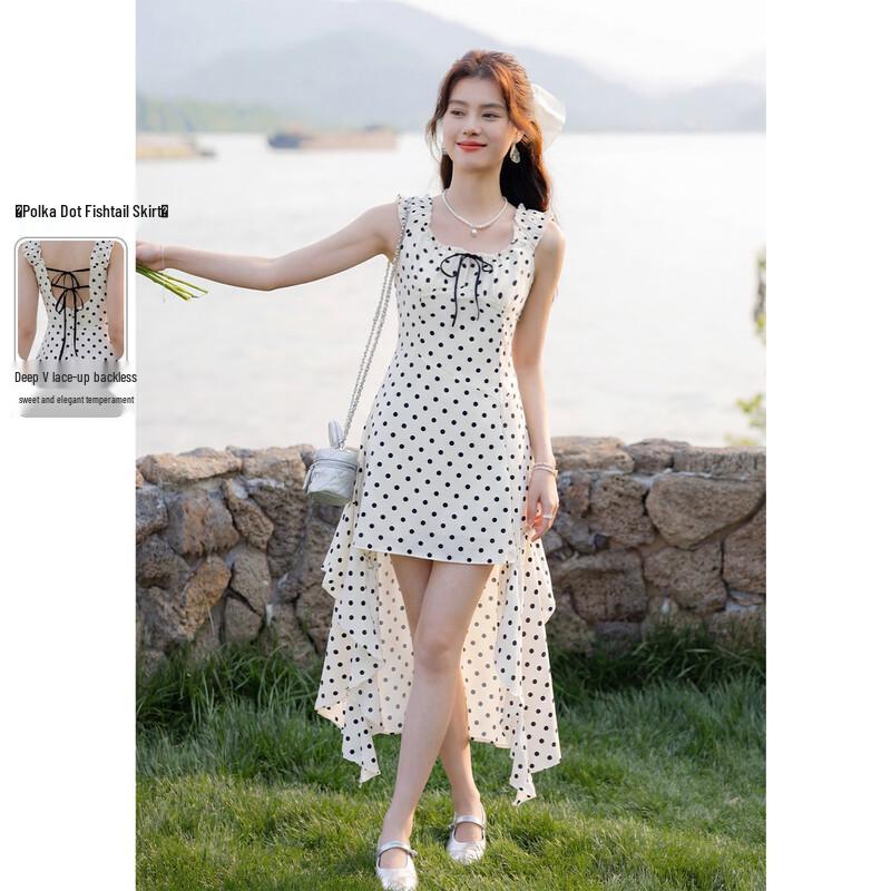 Mocana Women s Polka Dot Backless Beach Dress S