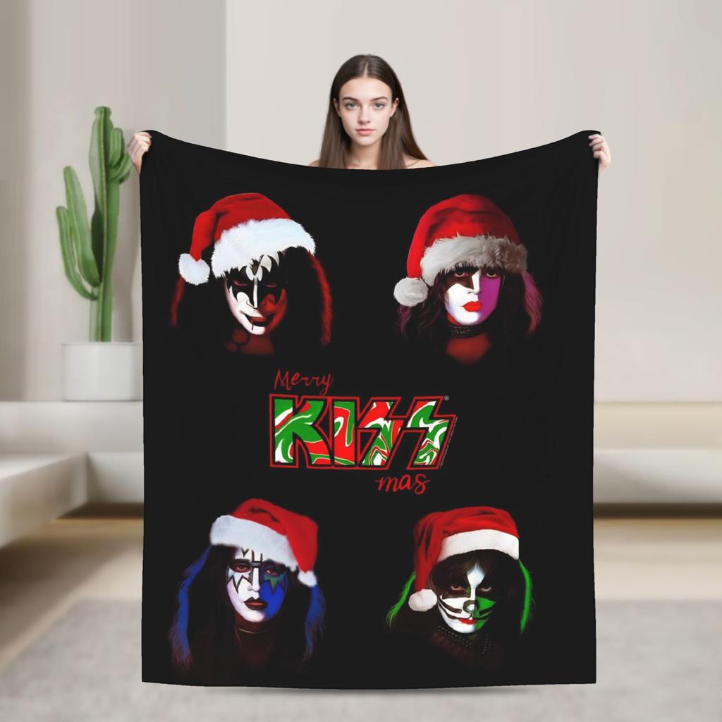 Kiss American Rock Band Blanket  Soft Warm Novelty Plush Throw Blanket For Home Decor Travel Flannel Bedspread Bed Cover