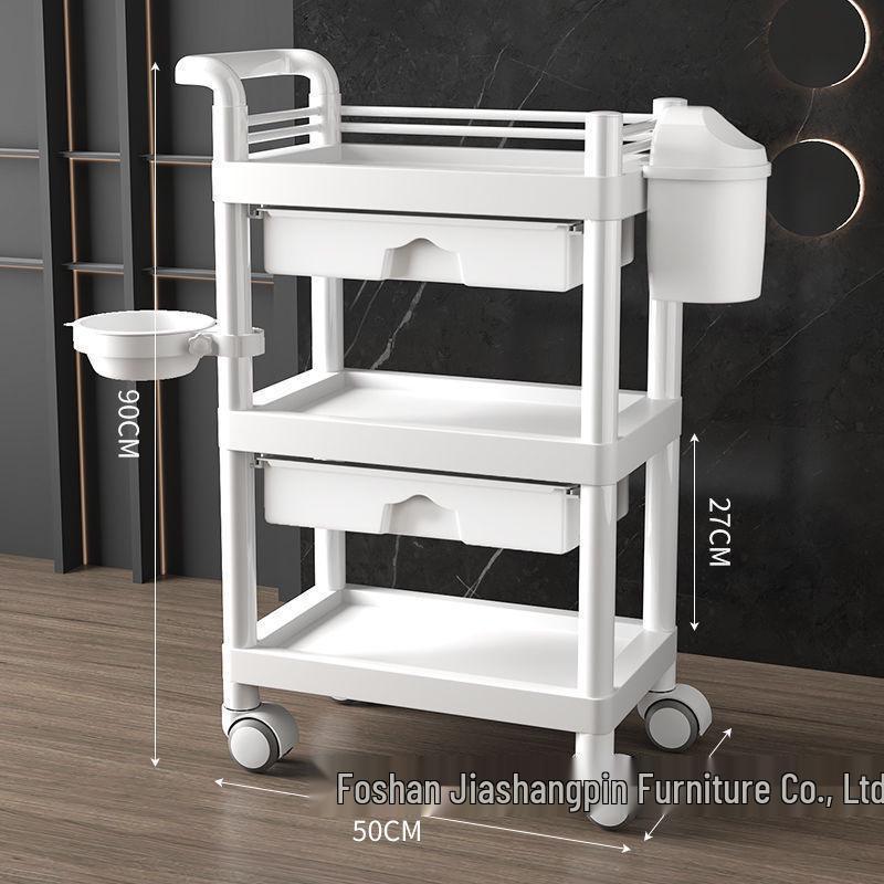 Compact Beauty Salon Trolley: Mobile Hand Push Storage Rack for Household Tools