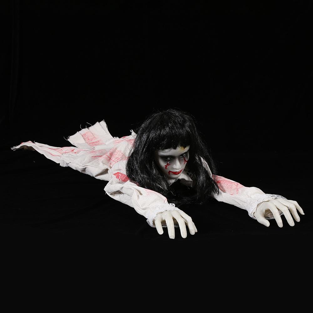 Halloween Scene Horror Decoration New Crawling Ghost Voice-activated Female Ghost Electric Secret Room Escape Props Prank Toys
