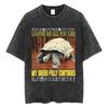 Vintage Washed The Harbinger of Awkward Situations T-shirts Weirdcore Japanese Funny Graphic T Shirt Men's Harajuku T-sh813