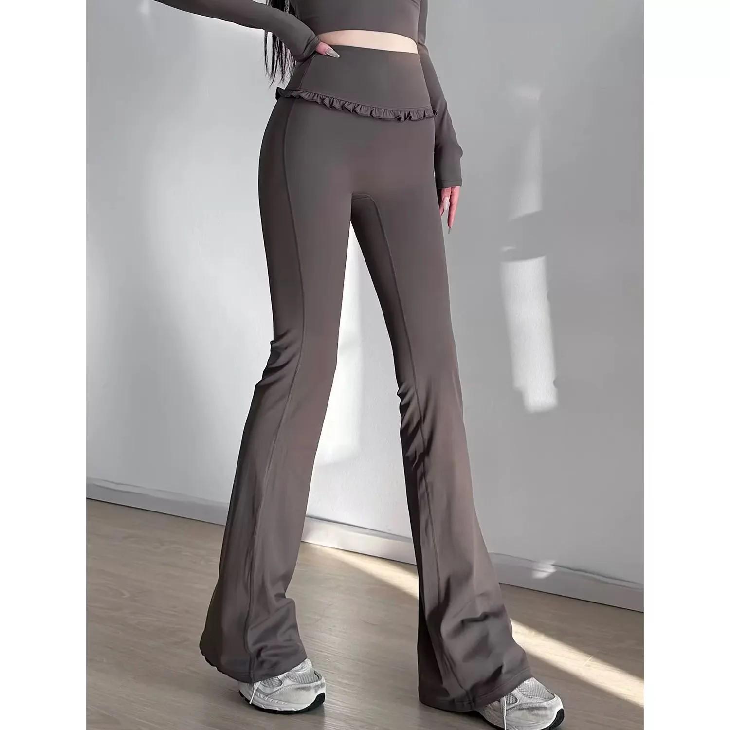 

High-Waist Lace Flare Yoga Pants for Fitness & Casual Wear Medium
