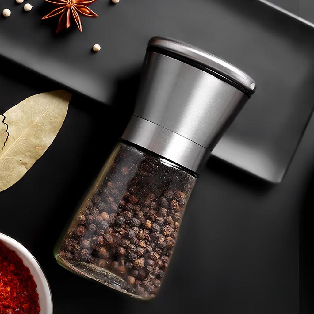 Baijie 304 Stainless Steel Pepper Grinder, Pepper Powder Grinder, Manual Black Pepper Grinder Bottle, 150ml