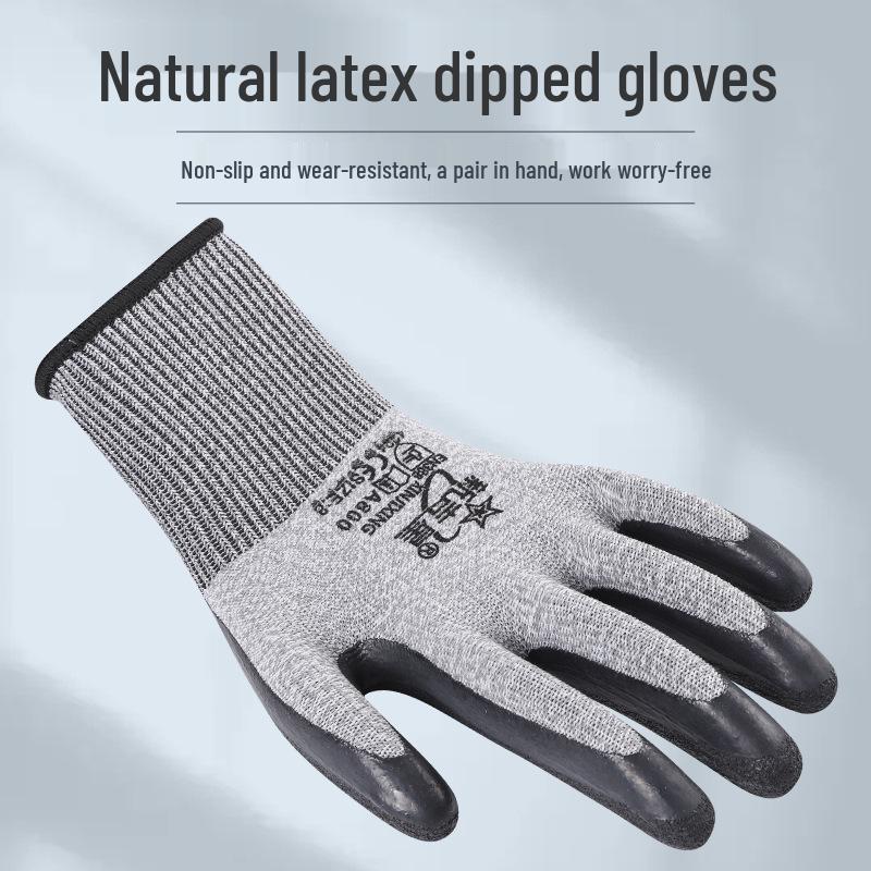 Anti-Slip Wear-Resistant Thickened Construction Rubber Work Gloves
