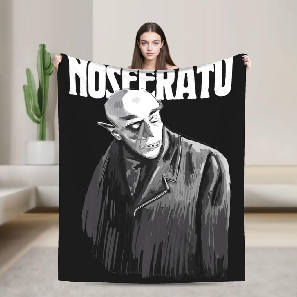 Black Metal Nosferatu Blanket Fuzzy Vintage Breathable Throw Blanket for Bed Sofa Autumn/Winter