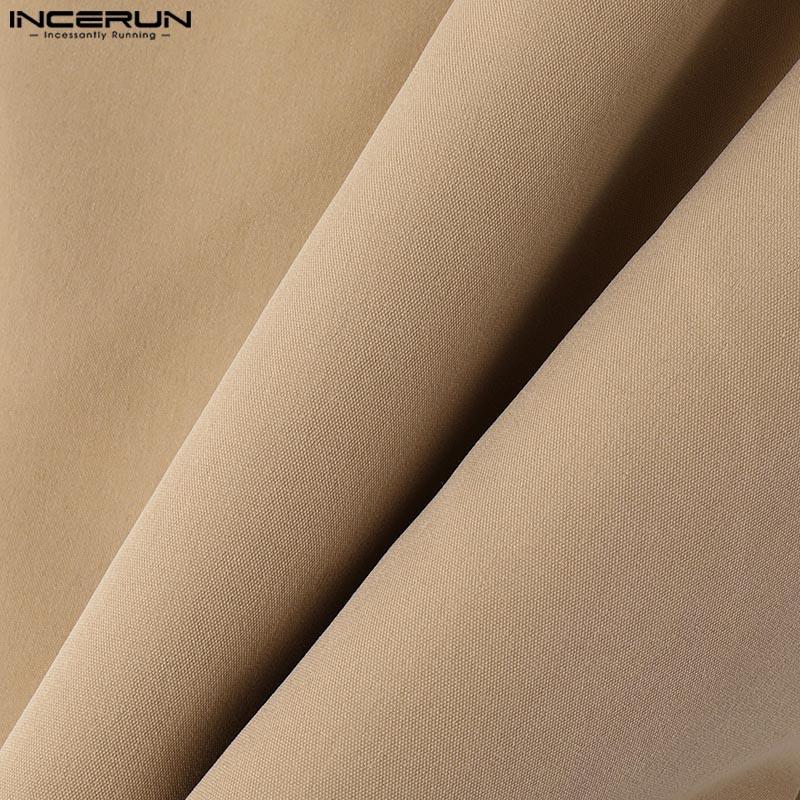 INCERUN Men Mockneck Long Sleeve Shirts Oversized Loose Hollow Out Lace Up Tops