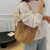 Summer Lace Bow Tote Bags Women Raffia Knitting Woven Shoulder Bag 2025 Rattan Large Casual Crochet Shopping Bag Ladies Handbag