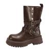 Selected brown retro thick heel thick-soled Martin boots women's 2025 new spring and autumn British style looks thin and increases foreign style